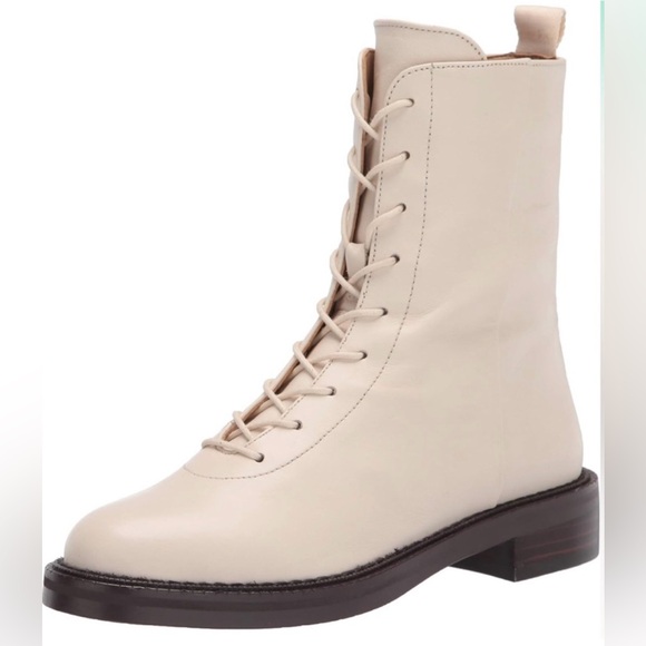 Sam Edelman Leather Lace Up Ivory Boots, 7.5 - Picture 2 of 6